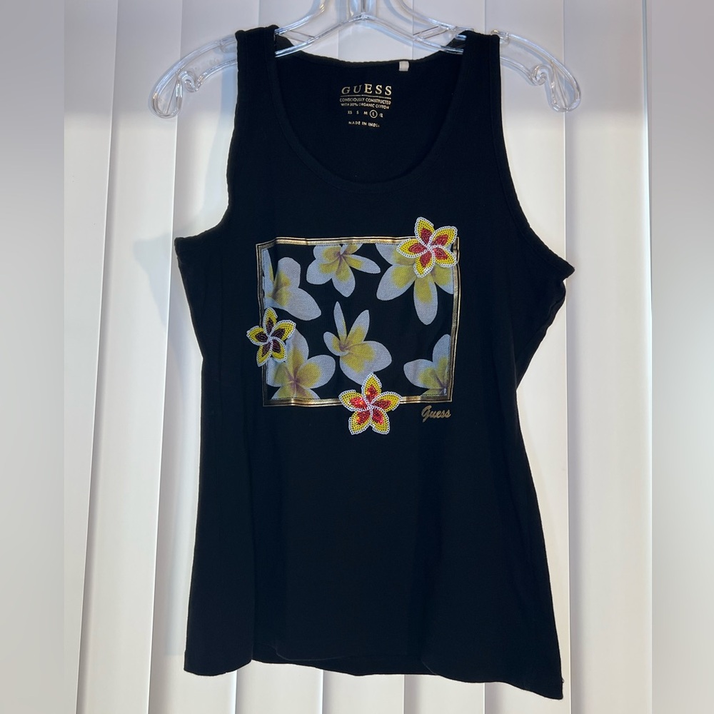 GUESS Black Floral Women's Tank Top